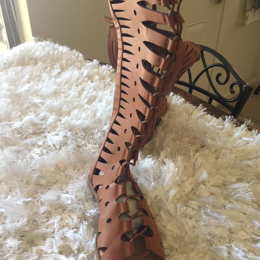 NWT Torrid Knee High Gladiator Sandals Brown Wide - Picture 3 of 5